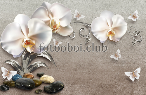 цветы, цветок, орхидеи, узоры, 3д, 3d, бабочки,стереоскопические